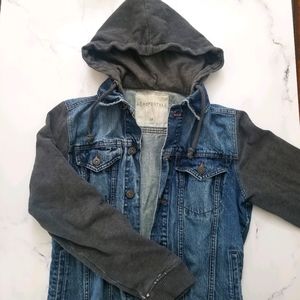 Semi-Destroyed Aeropostale Denim Jacket with Hoody